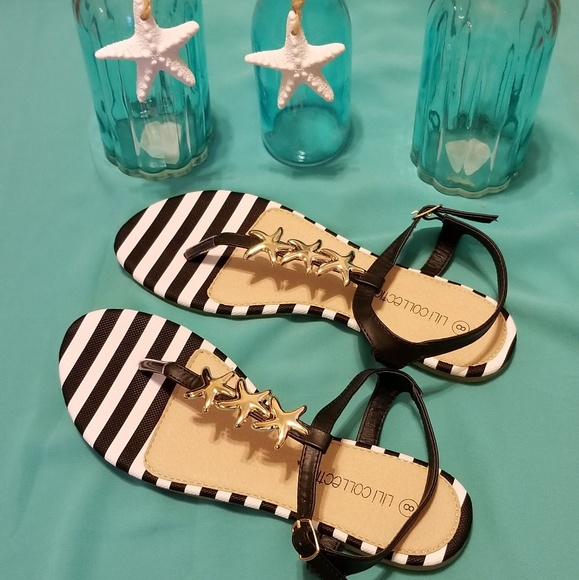 Summer Starfish Flat Sandals Size 8 - Picture 1 of 6